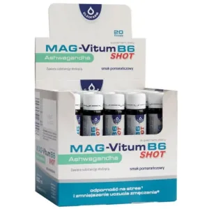Oleofarm Mag-Vitum B6 Ashwagandha, shot, aromă de portocale, 25 ml x 20 flacoane