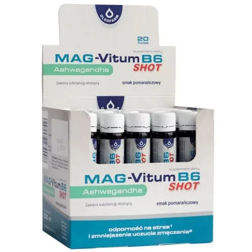 Oleofarm Mag-Vitum B6 Ashwagandha, shot, aromă de portocale, 25 ml x 20 flacoane — preț și oferte