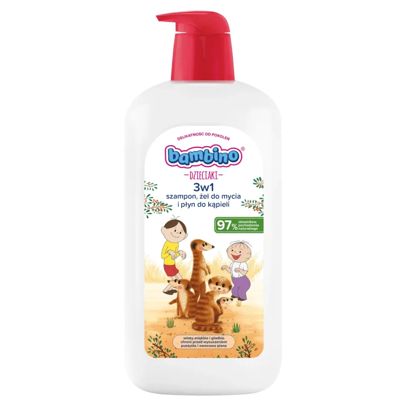 Bambino Kids, gel de spălare pentru corp și păr 2 în 1, surykats, de la 1 an, 1 l — preț și oferte