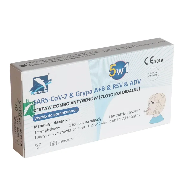 Deepblue, kit combo antigen 5 în 1, SARS-CoV-2 & Influenza A/B & RSV & ADV, test de diagnostic pentru 5 viruși, 1 buc — preț și oferte