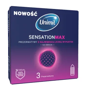 Unimil Sensation Max, Prezervative din latex cu conducte, 3 bucăți