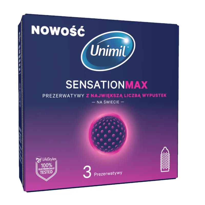 Unimil Sensation Max, Prezervative din latex cu conducte, 3 bucăți — preț și oferte