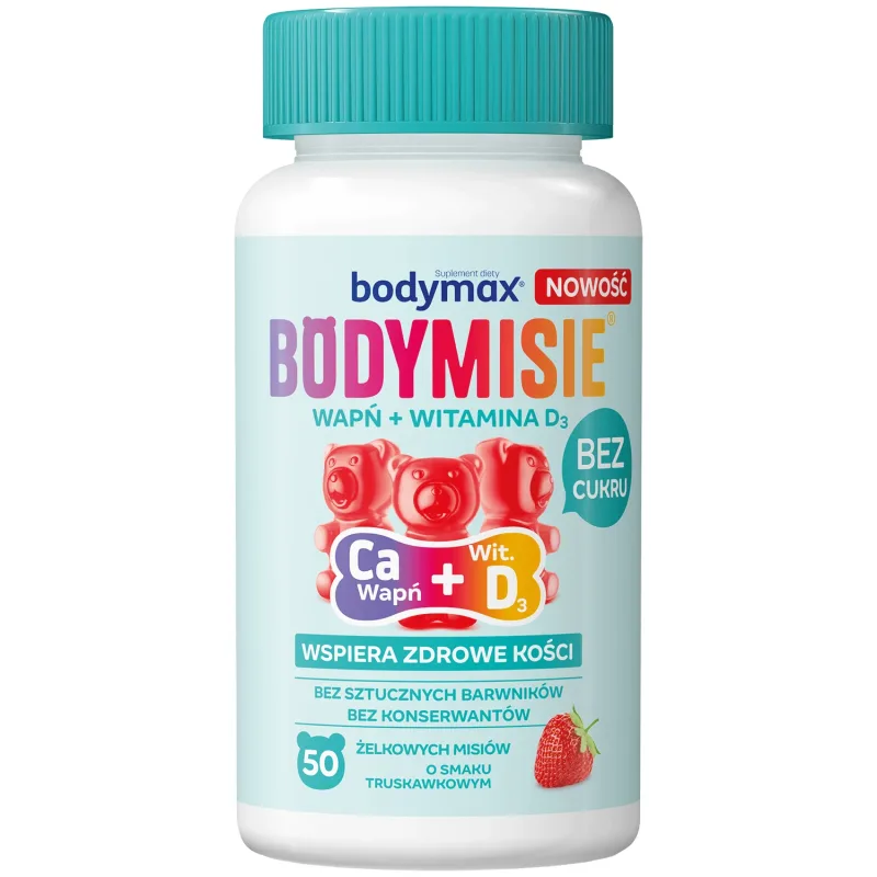Bodymax Bodymisie Calcium + Vit D, jeleuri pentru copii de la 3 ani și adulți, aromă de căpșuni, 50 bucăți — preț și oferte