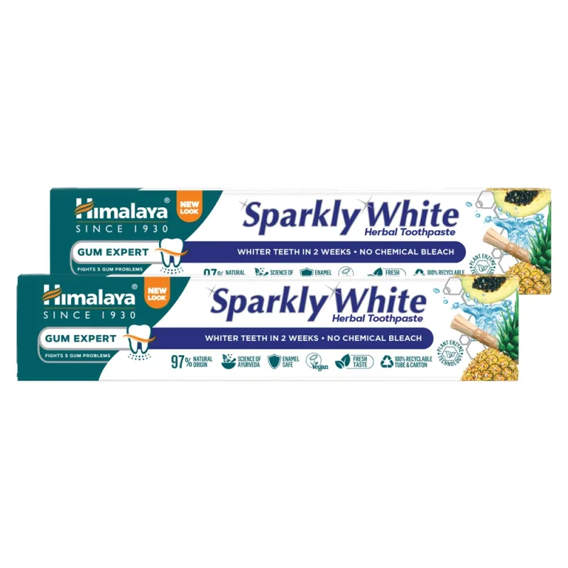 Set Himalaya Sparkly White, pastă de dinți pe bază de plante, albire, 2 x 75 ml — preț și oferte