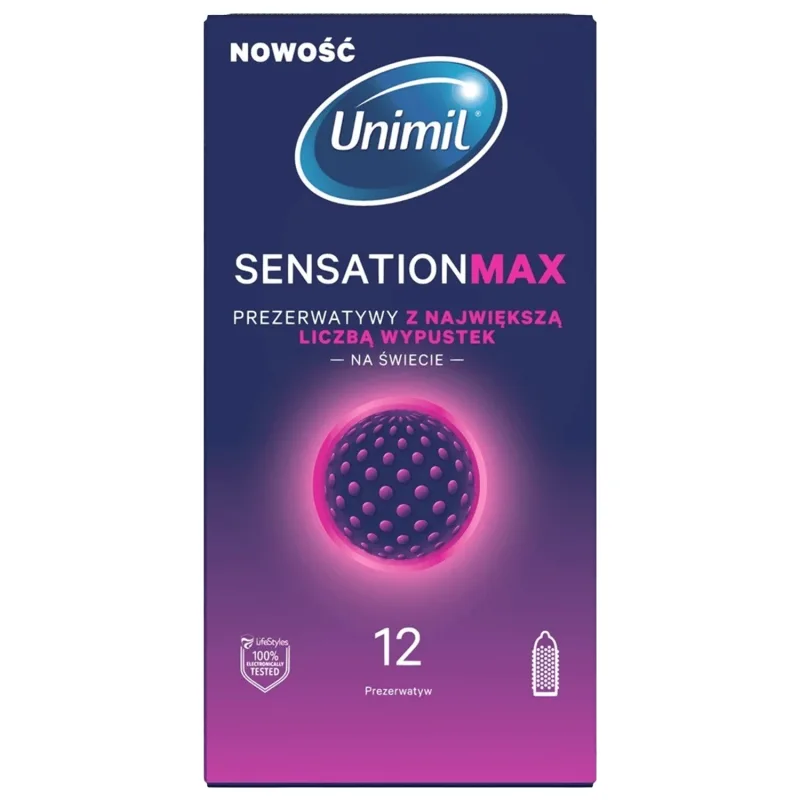 Unimil Sensation Max, Prezervative din latex cu conducte, 12 bucăți — preț și oferte