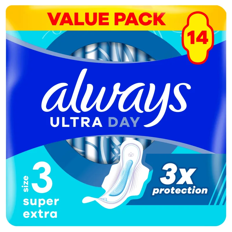 Always Ultra Day, prosoape igienice cu aripi, Super Extra, 14 buc — preț și oferte