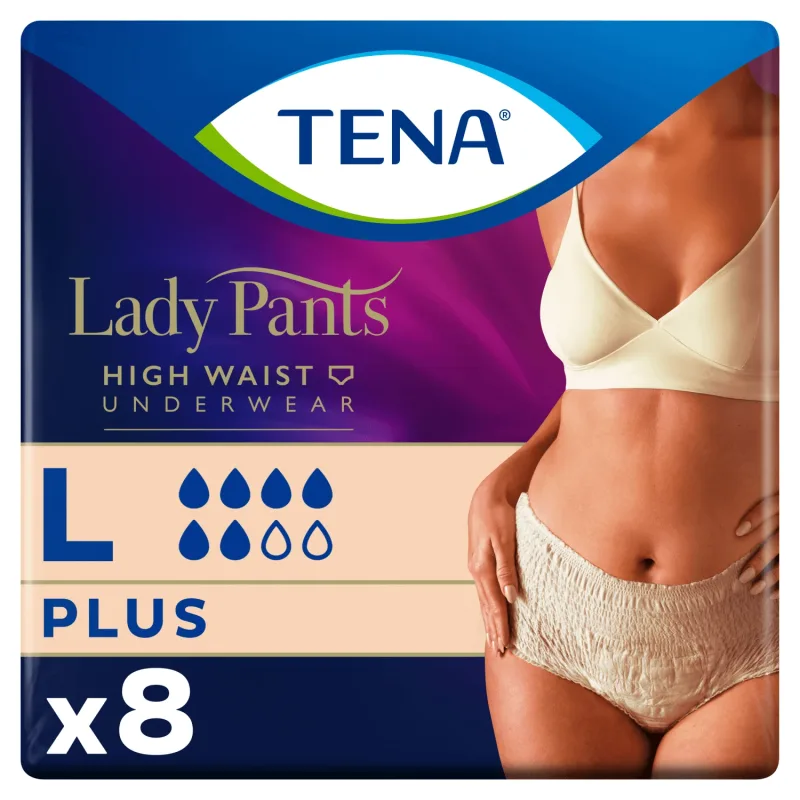 Tena Lady Pants Creme, chiloți absorbanți, mărimea L, 95-130 cm, Plus, 8 bucăți — preț și oferte