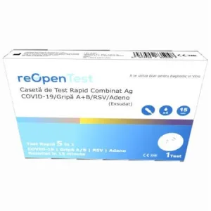 Test rapid pentru Sars-Cov 2 Ag si Influenza A&B/RSV/ADENO 5 in 1 Combo Reopen, 1 bucata, Montana Med