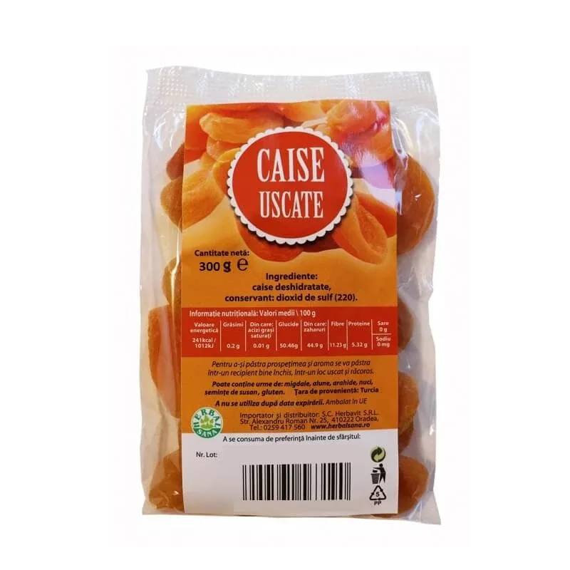Caise uscate, 300 gr, Herbal Sana — preț și oferte