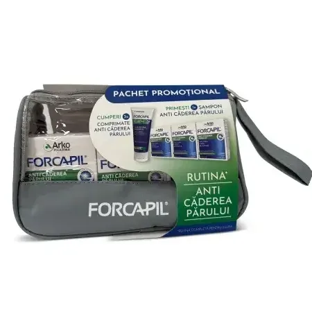 Pachet Forcapil anti-caderea parului 3x30 comprimate + Sampon impotriva caderii parului Forcapil 200 ml, Arkopharma — preț și oferte