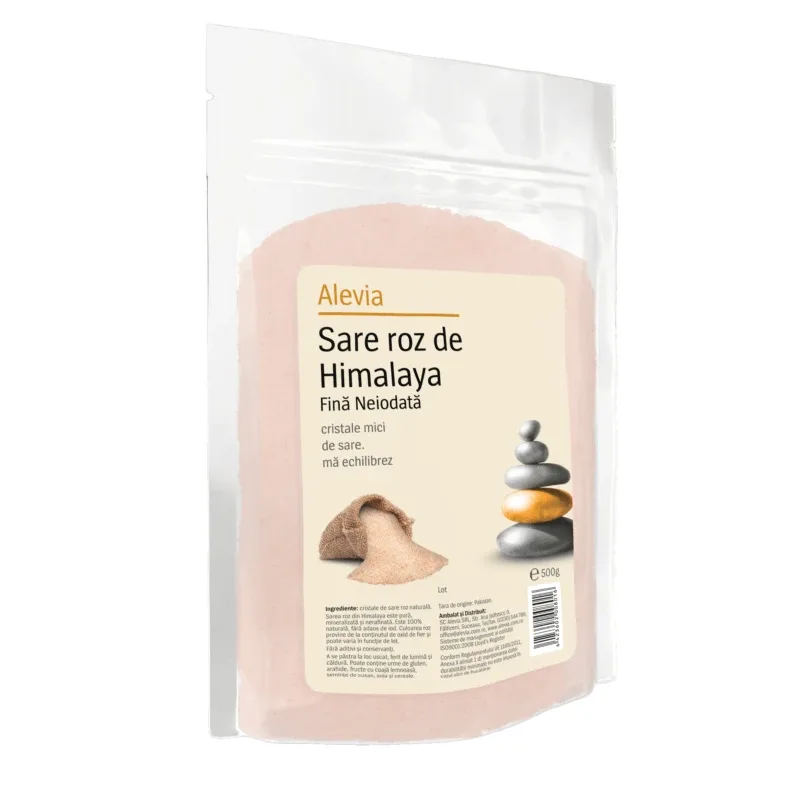 Sare roz de Himalaya fina neiodata, 500 gr, Alevia — preț și oferte