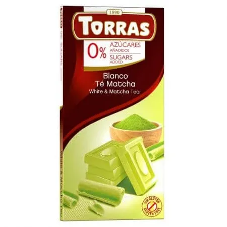 Ciocolata alba cu ceai macha, 75 g, Torras — preț și oferte