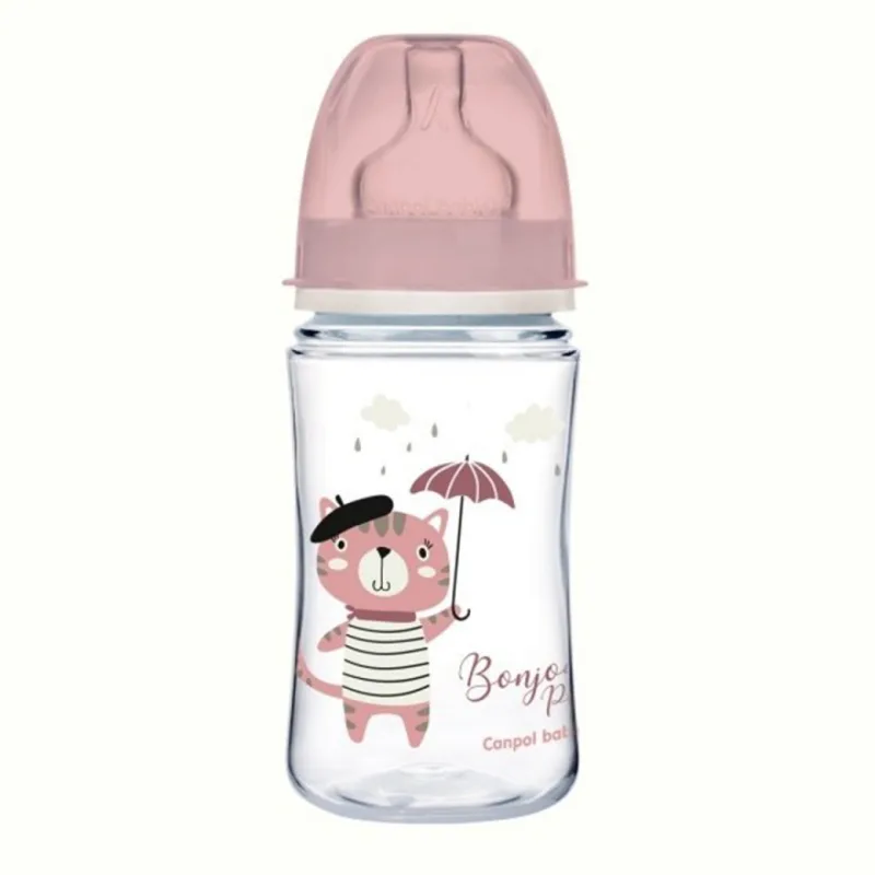 CANPOL Biberon Anticolici Gat Larg x240ml Roz 35/232 CANPOL BABIES — preț și oferte