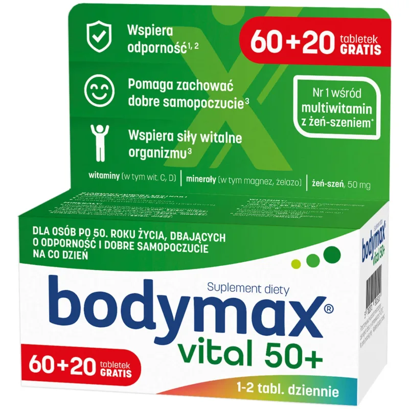Bodymax Vital 50+, 60 comprimate + 20 comprimate gratuite — preț și oferte