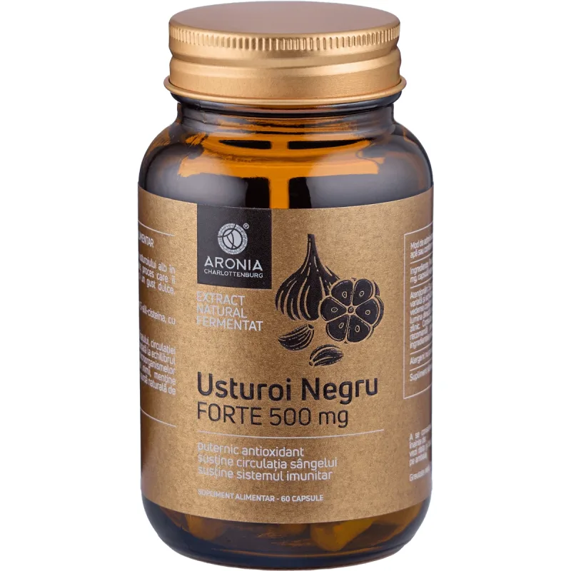 Usturoi Negru Forte — 60 capsule cu beneficii dovedite pentru circulație, imunitate, inimă și sistemul respirator Aronia Charlottenburg — preț și oferte