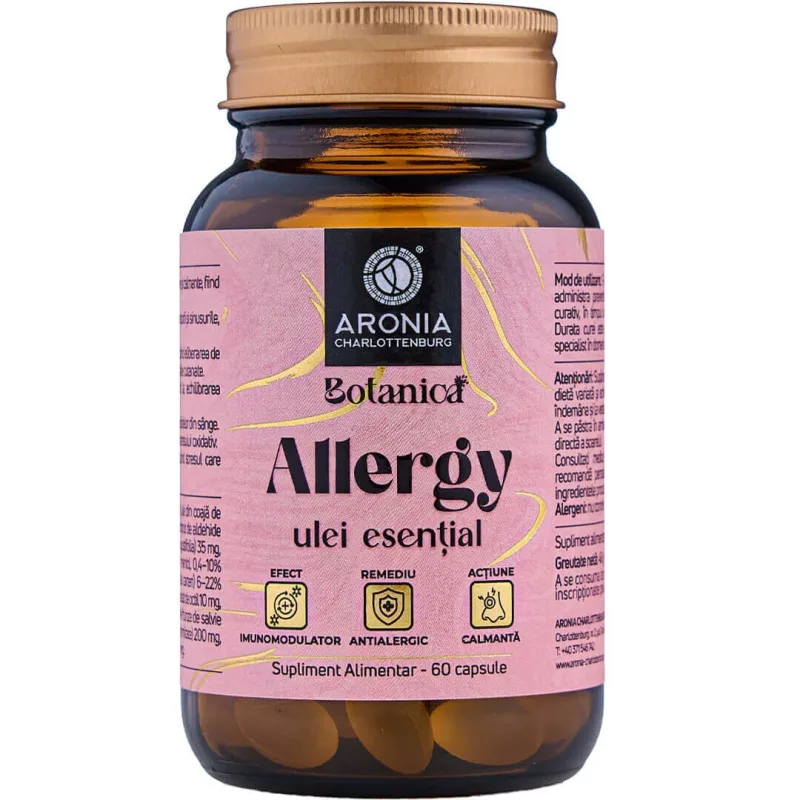 Ulei Esențial Allergy — capsule cu 6 uleiuri esențiale care diminuează simptomele alergiilor și susțin respirația ușoară | Botanica Aronia Charlottenburg — preț și oferte