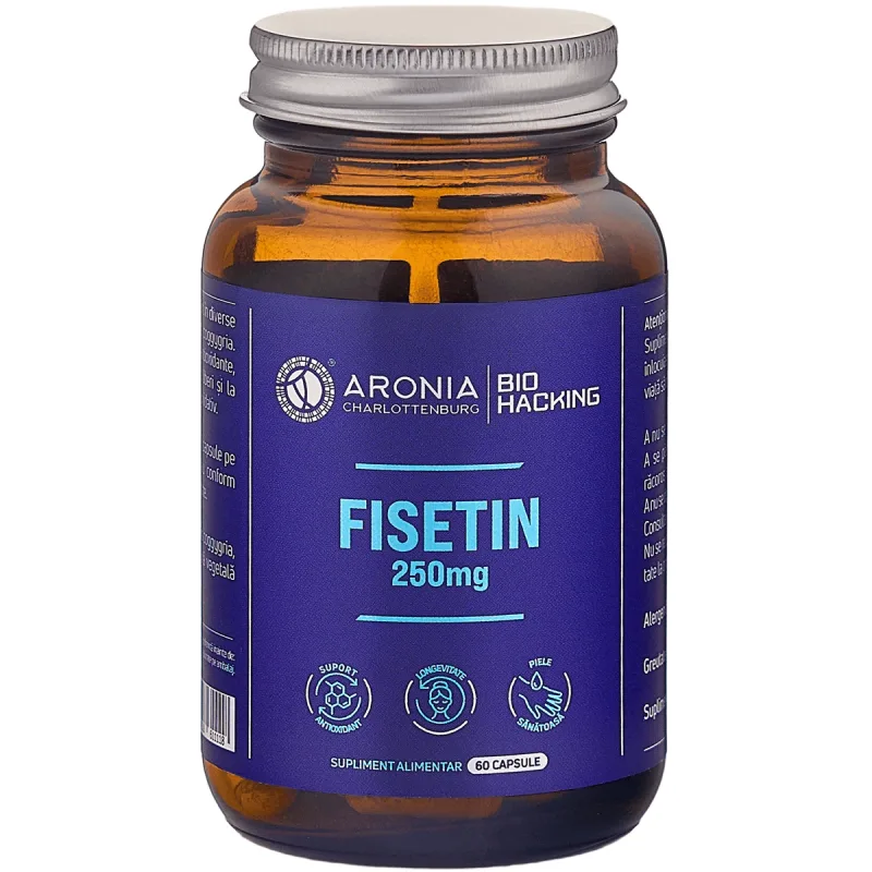 Fisetin 250 mg — 60 capsule cu beneficii pentru longevitate, creier, piele și energie  |  Bio Hacking Aronia Charlottenburg — preț și oferte