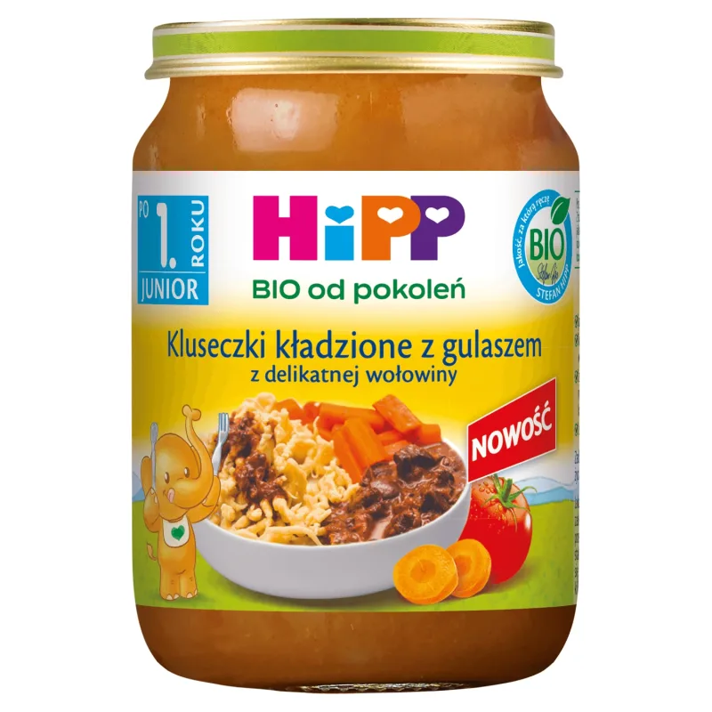 Farfurie HiPP Junior Bio, tăiței stratificați cu tocană de vită fragedă, după 1 an, 250 g — preț și oferte