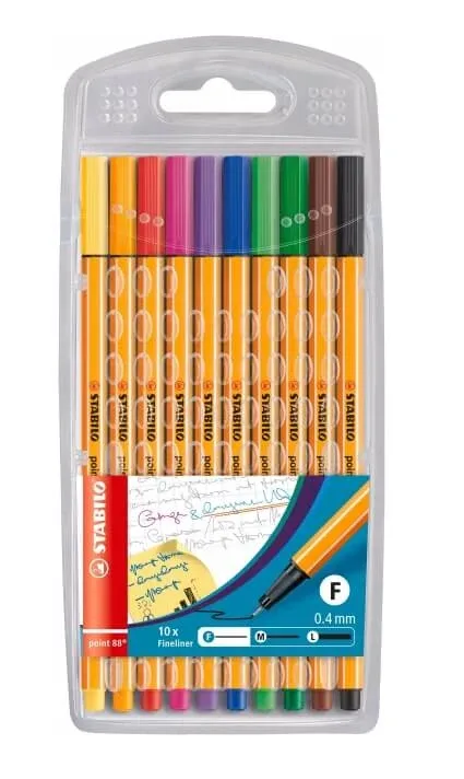 Stabilo, Thin-cap point 88, culori mixte, 10 bucăți Hurtel — preț și oferte