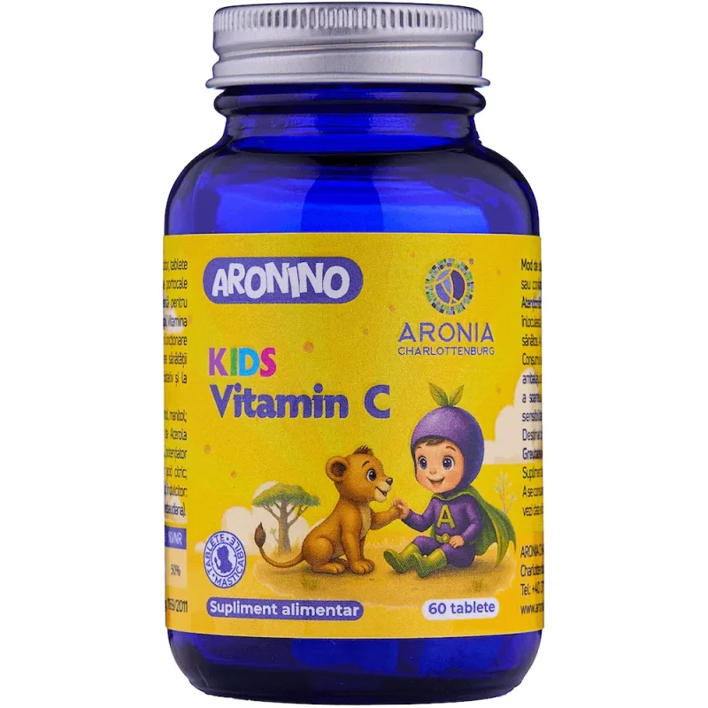 Aronino Kids Vitamin C — 60 tablete masticabile care sprijină imunitatea și energia copiilor Aronia Charlottenburg — preț și oferte