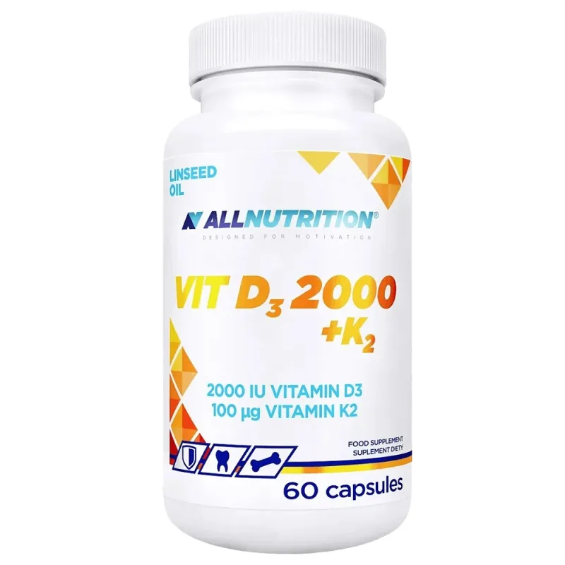 Allnutrition Vit D3 + K2, vitamina D 2000 UI + vitamina K 100 µg, 60 capsule — preț și oferte