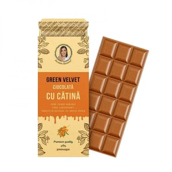 Ciocolata cu catina Green Velvet, 100g, Remedia Laboratoarele Remedia — preț și oferte