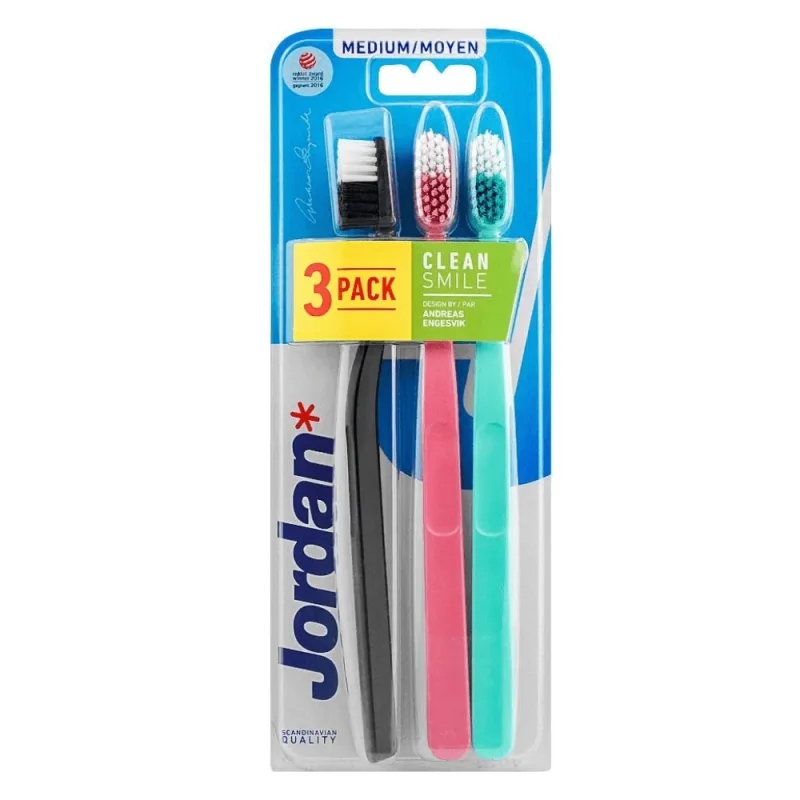 Set de 3 periute de dinti pentru adulti Clean Smile, Medium, Multicolor, Jordan — preț și oferte