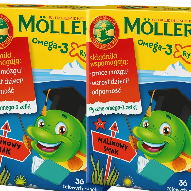 Peştişori gumați cu Omega-3, 2 x 36 de jeleuri - aromǎ de zmeură, Möller’s — preț și oferte