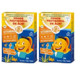 Peștișori gumați cu Omega 3, 2 x 36 jeleuri - aromă de lămâi și portocale, Möller's