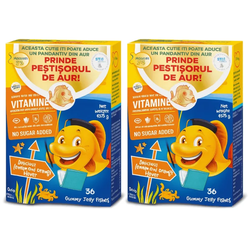 Peștișori gumați cu Omega 3, 2 x 36 jeleuri - aromă de lămâi și portocale, Möller's — preț și oferte