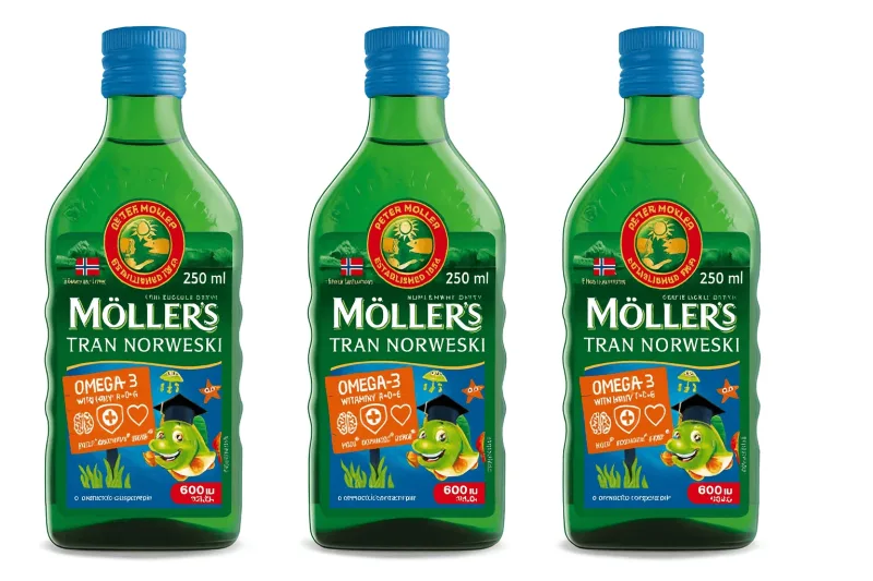 Ulei de pește norvegian, 3 x 250 ml - peste 3 ani, aromă fructată, Möller's — preț și oferte