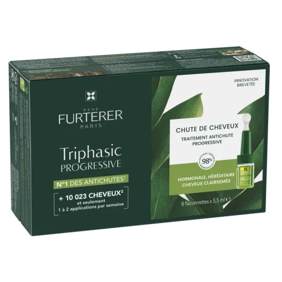 Ser regenerator impotriva caderii parului Triphasic Progressiv, 8 x 5,5 ml, Rene Furterer — preț și oferte