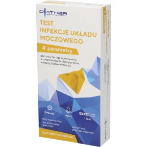 Test de infecție a tractului urinar Diather, test la domiciliu pentru detectarea leucocitelor, sângelui, nitriților și proteinelor în urină, pentru copii și adulți, 1 buc