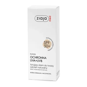 Ziaja Med Protective Treatment SPF 50+, cremă tonică, naturală, ten normal, vasculară, 50 ml