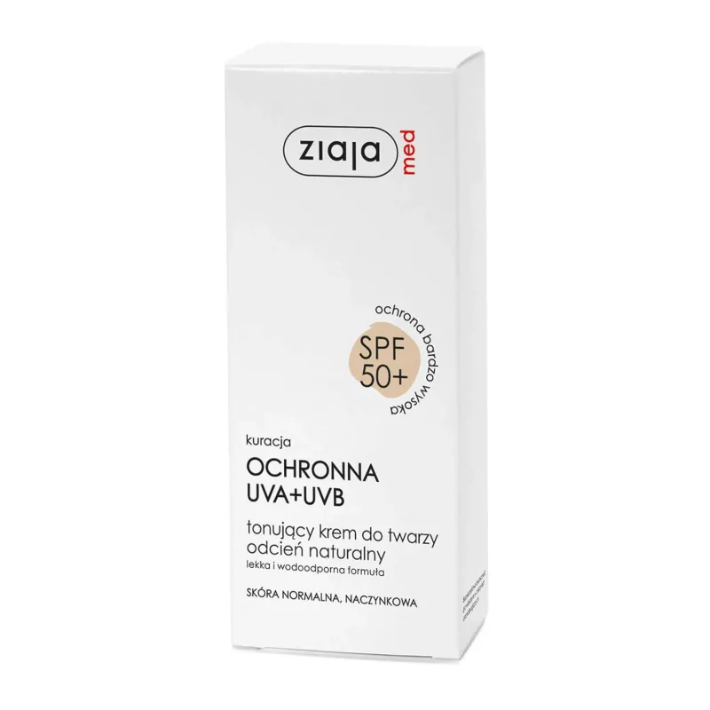 Ziaja Med Protective Treatment SPF 50+, cremă tonică, naturală, ten normal, vasculară, 50 ml — preț și oferte