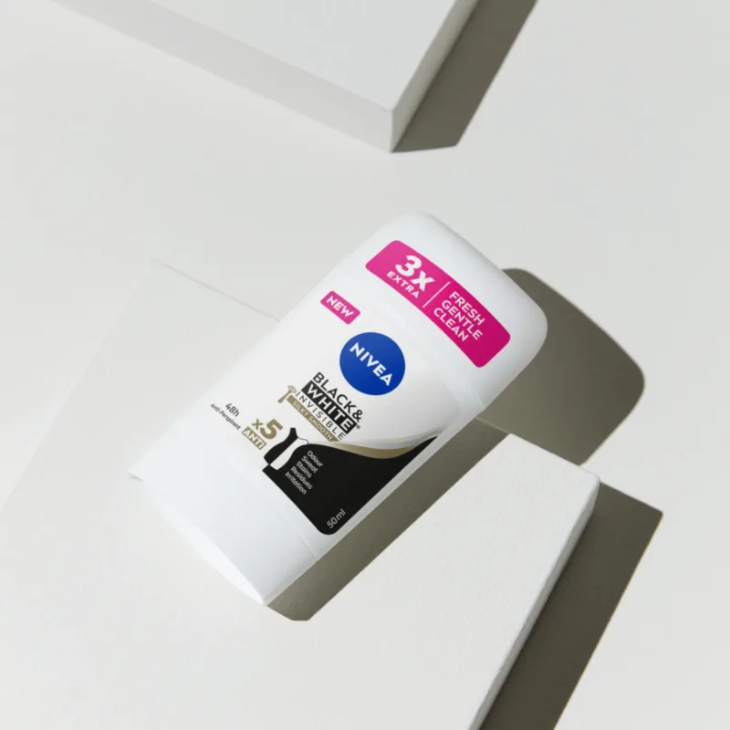 Nivea Black & White Invisible, stick antiperspirant, 48h, Silky Smooth, 50 ml — preț și oferte