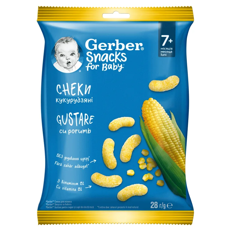 Snacks gustare cu porumb, +7 luni, 28 g, Gerber — preț și oferte