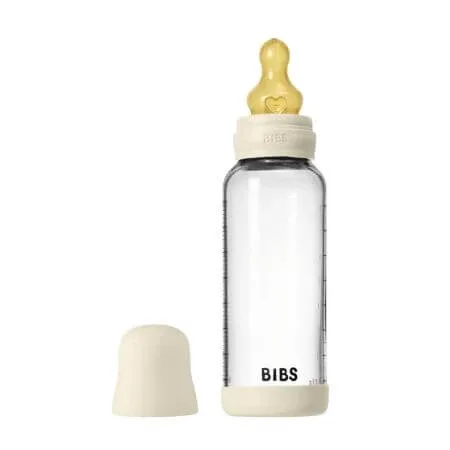 Set complet Biberon anticolici din sticla 240 ml cu Tetina din latex flux mediu, Ivory, Bibs — preț și oferte
