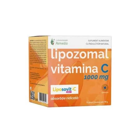 Vitamina C Lipozomal, 1000 mg, 15 plicuri, Remedia — preț și oferte