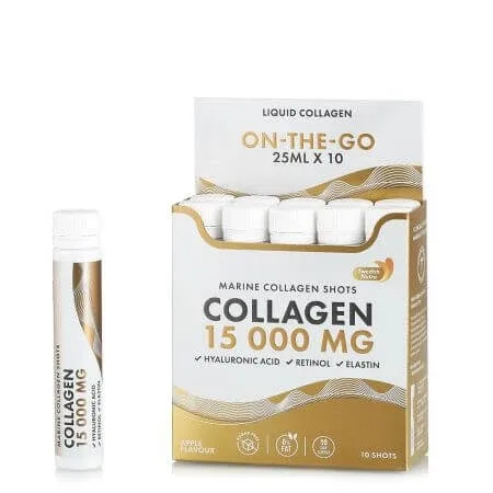 Colagen Marin Hidrolizat Lichid Tip 1 si 3 15.000 mg + Retinol 800 mcg + Acid Hialuronic 50 mg + Elastina 10 mg, 25 ml x 10 fiole, Swedish Nutra — preț și oferte
