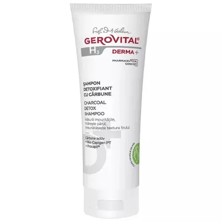 Sampon detoxifiant cu carbune H3 Derma+, 200 ml, Gerovital — preț și oferte