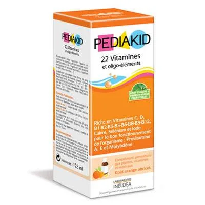 Sirop cu 22 de Vitamine si Oligoelemente portocale si caise, 125 ml, Pediakid LABORATOIRES INELDEA — preț și oferte