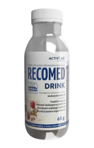 Recomed ActivLab Pharma Drink aromă de zmeură cu ciocolată albă, 65 g