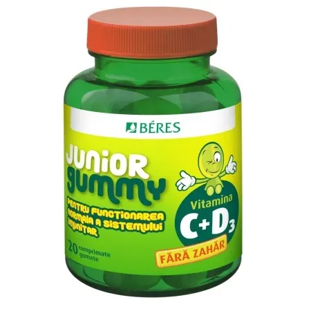 Vitamina C + D3 Junior Gummy, 20 comprimate gumate, Beres BERES PHARMACEUTICALS — preț și oferte