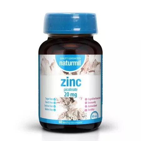 Zinc 20 mg, 60 tablete, Naturmil — preț și oferte