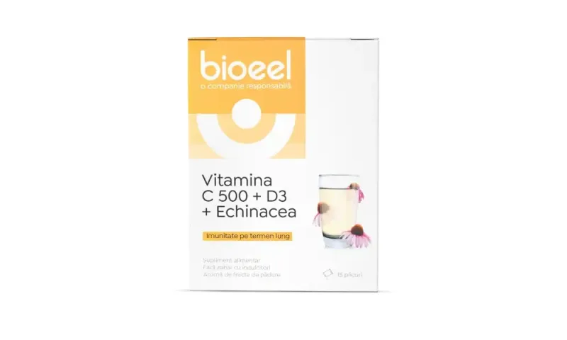 Vitamina C 500 + D3 + Echinacea 15 plicuri , Bioeel — preț și oferte