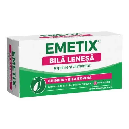 Emetix bila lenesa, 20 comprimate filmate gastrorezistente, Fiterman Pharma — preț și oferte