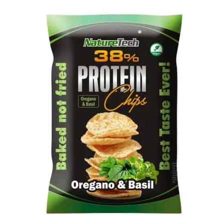 Chipsuri proteice 38% cu aroma de oregano si busuioc, 50 g, Nature Tech — preț și oferte