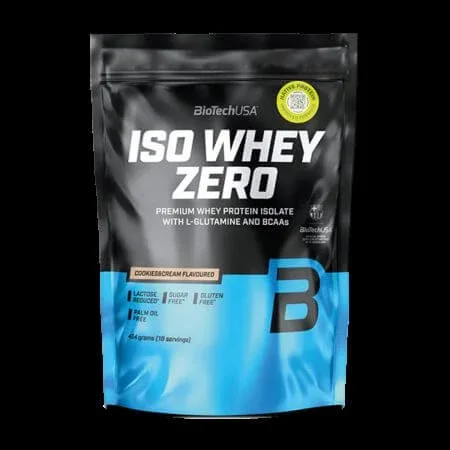 Izolat proteic premium din zer Iso Whey Zero, Cookies&Cream, 454 g, BioTechUSA — preț și oferte