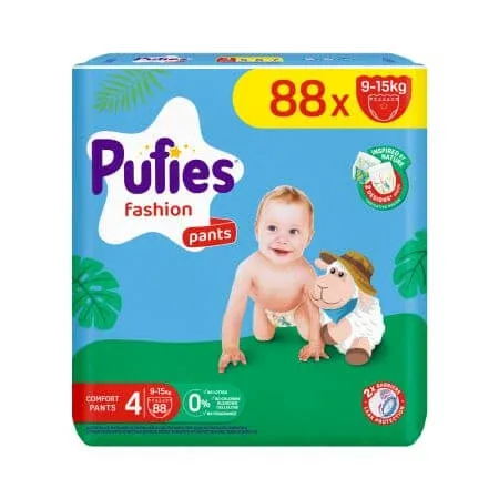 Scutece Pants Fashion, Nr. 4, 9 - 15 Kg, 88 bucati, Pufies — preț și oferte
